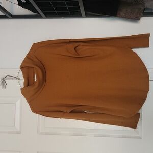 Maeve Brown Waffle Cowl Neck Sweater Small